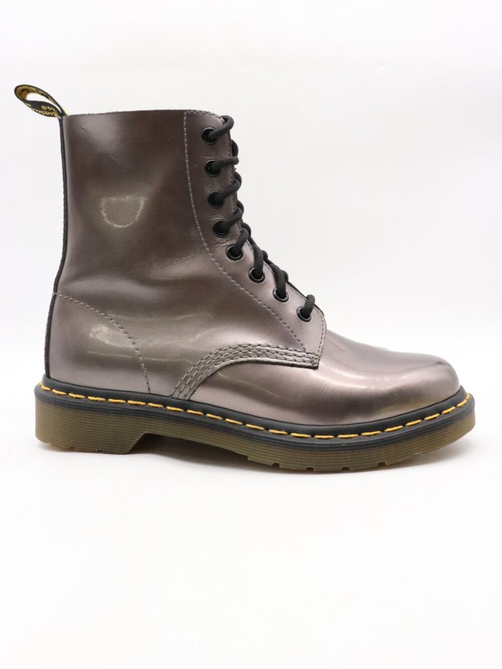 Doc Dr Martens Pascal Metallic Silver Patent Leather Women's 7 Ankle Boots